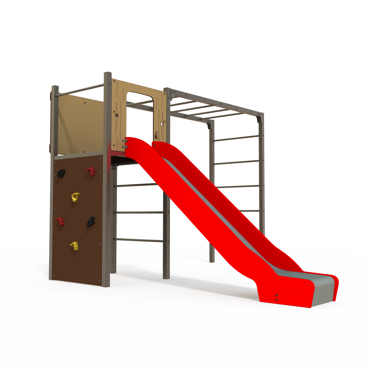 Symbioz steel multiplay unit with climbing walls, rope bridges and activity panels SY 15-1001