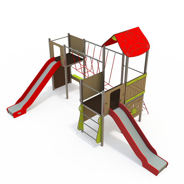 Symbioz steel multiplay unit with climbing walls, rope bridges and activity panels SY 15-2002